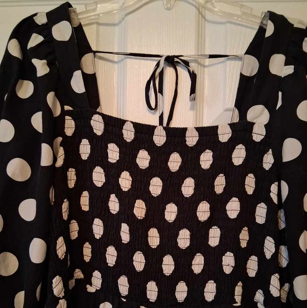 Ava & Viv Polkadot Black And White Babydoll Dress.  XL - Picture 3 of 7
